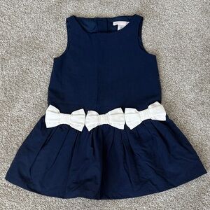Janie and Jack Navy Dress with White Bow Details